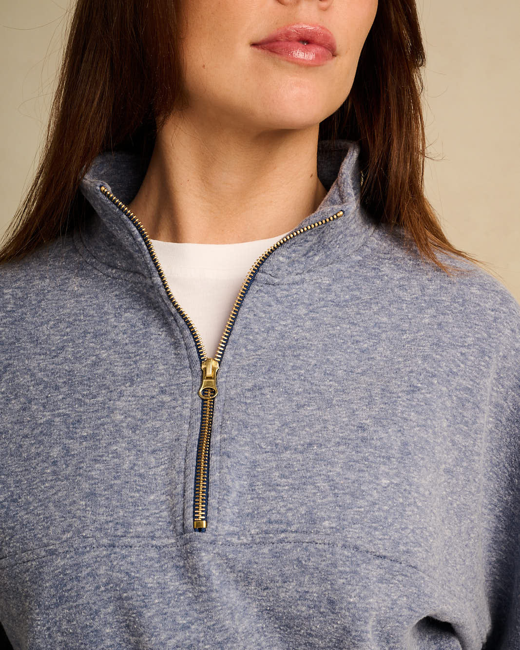 Zipped Sweater Navy Melee