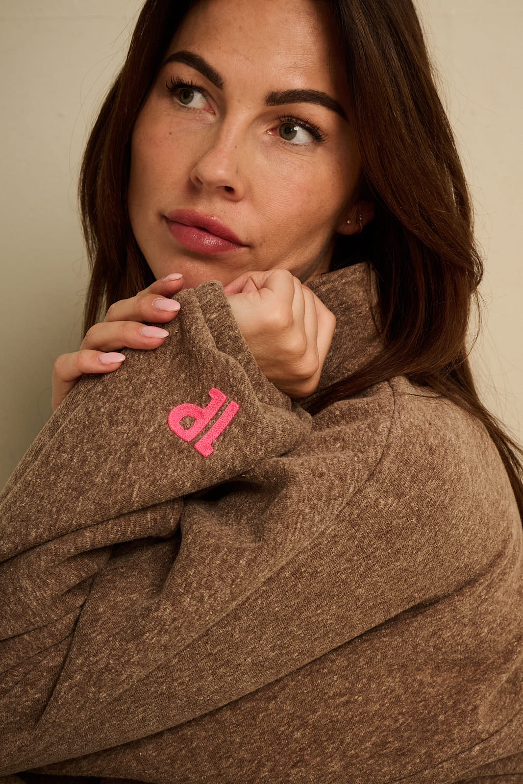 Zipped Sweater Brown Melee