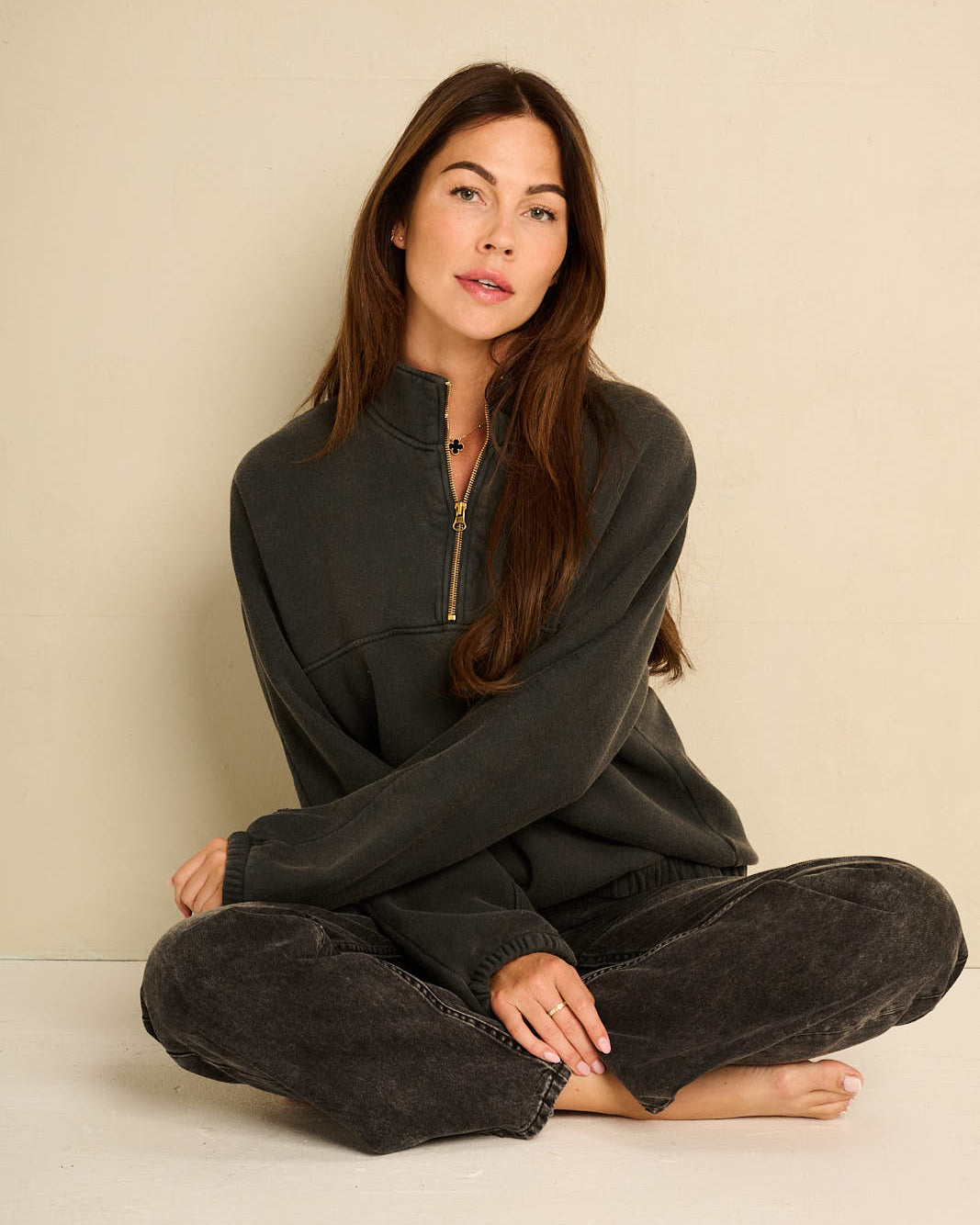 Zipped Sweater Faded Grey