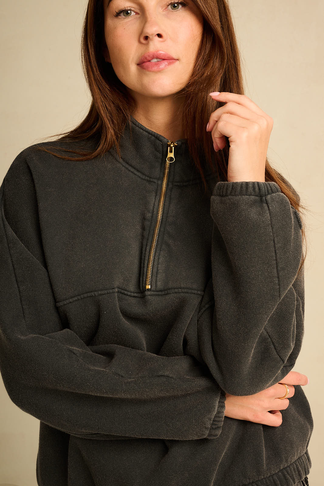 Zipped Sweater Faded Grey
