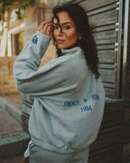 Zipped Sweater light grey melee with print 84