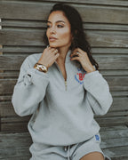 Zipped Sweater light grey melee with print 84
