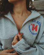 Zipped Sweater light grey melee with print 84