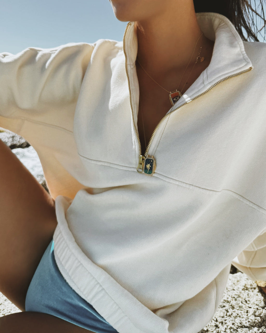 Zipped sweater Creme