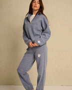 Zipped Sweater Navy Melee