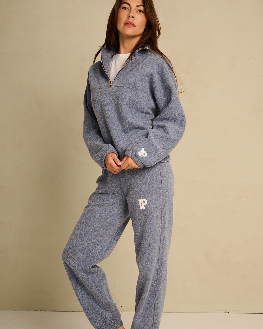 Zipped Sweater Navy Melee