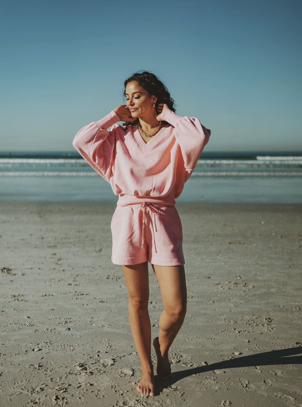 V-neck Sweater pink melee