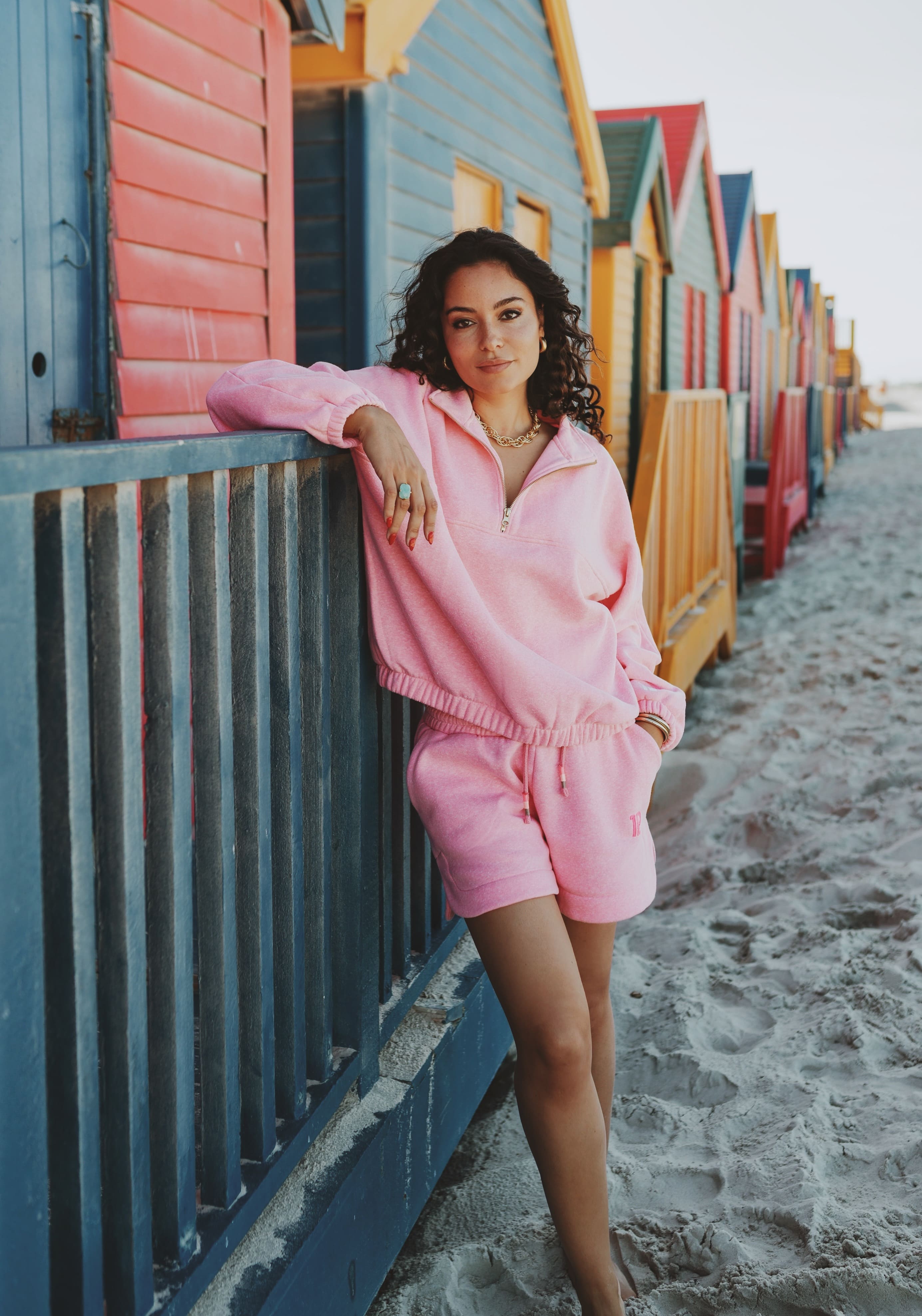 Zipped Sweater pink melee