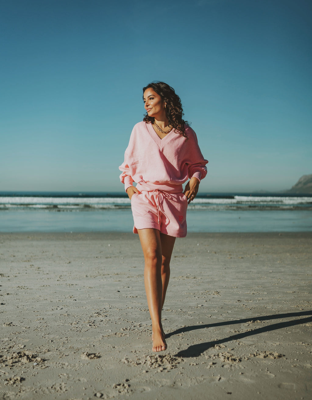 V-neck Sweater pink melee