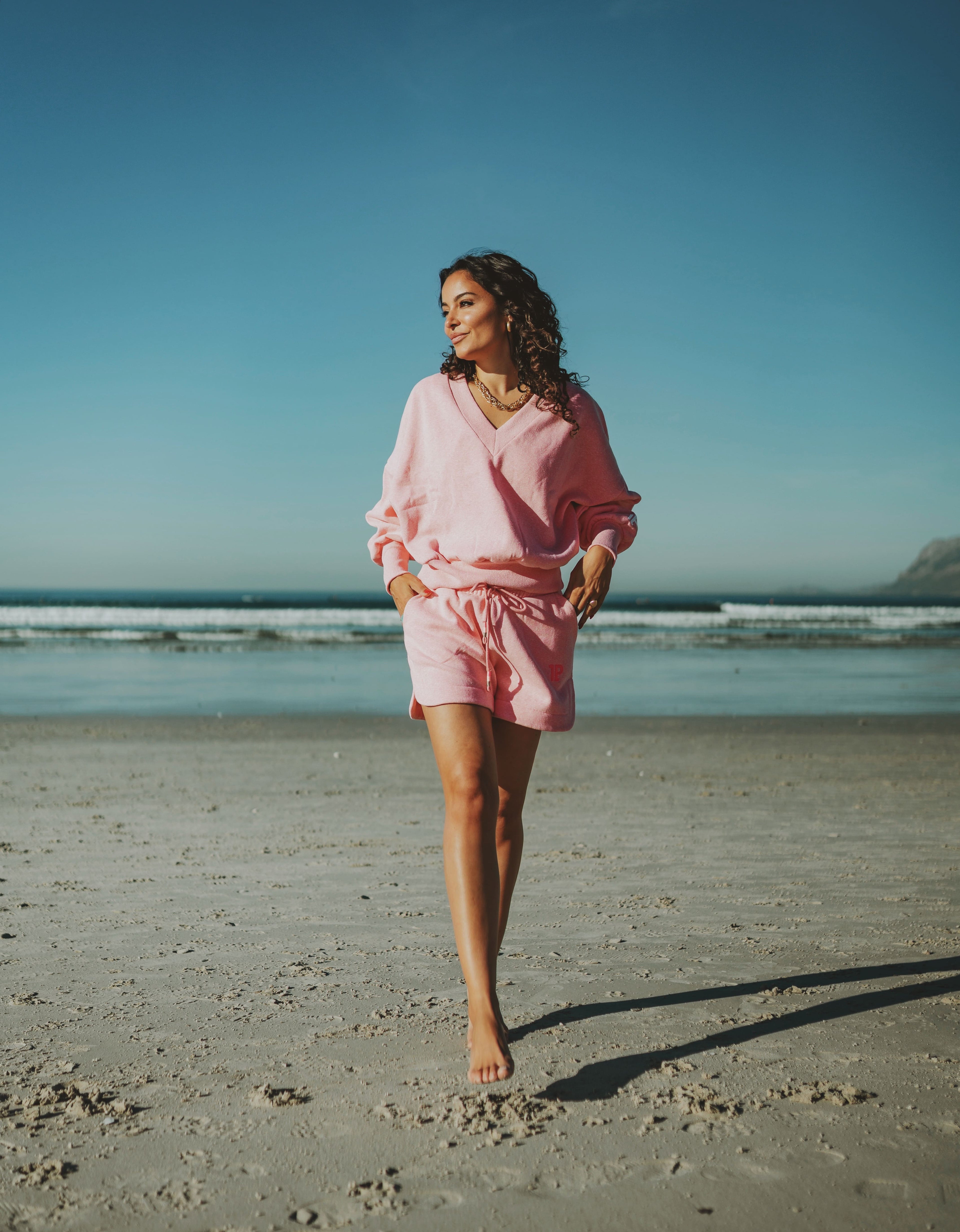 V-neck Sweater pink melee