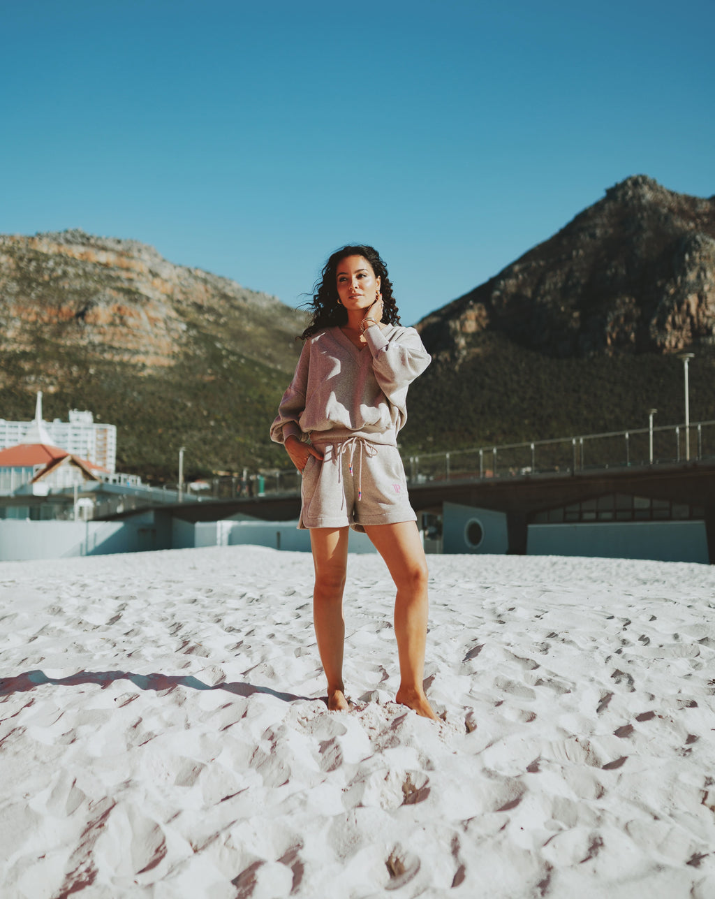 V-neck Sweater brown melee