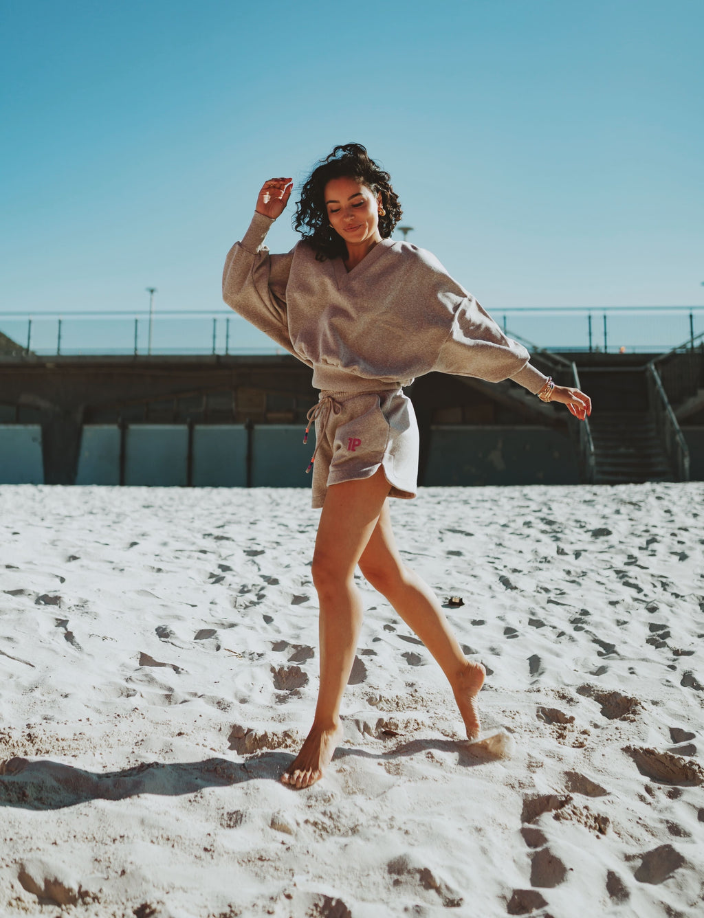 V-neck Sweater brown melee