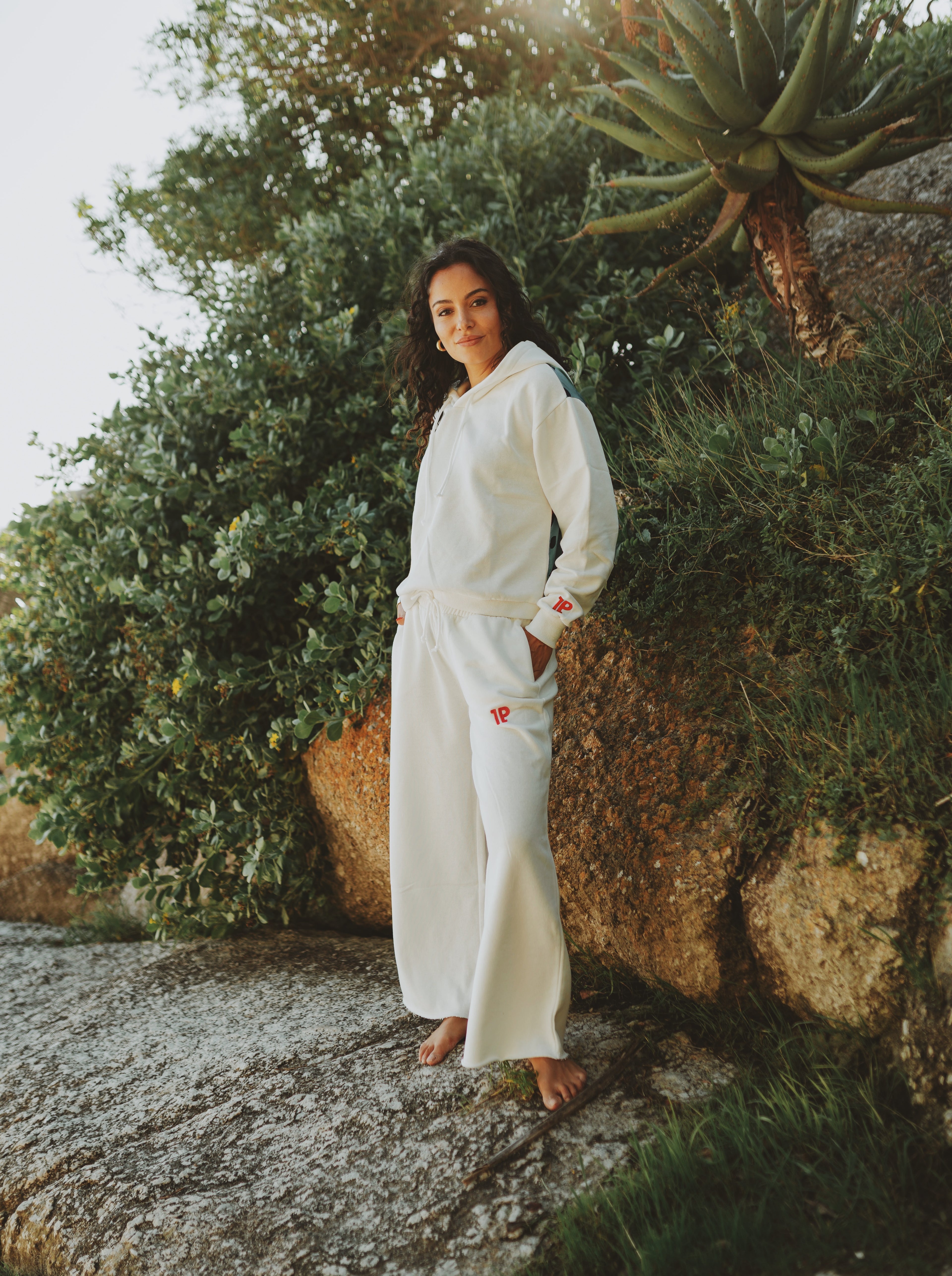 Sweatpants straight leg white melee