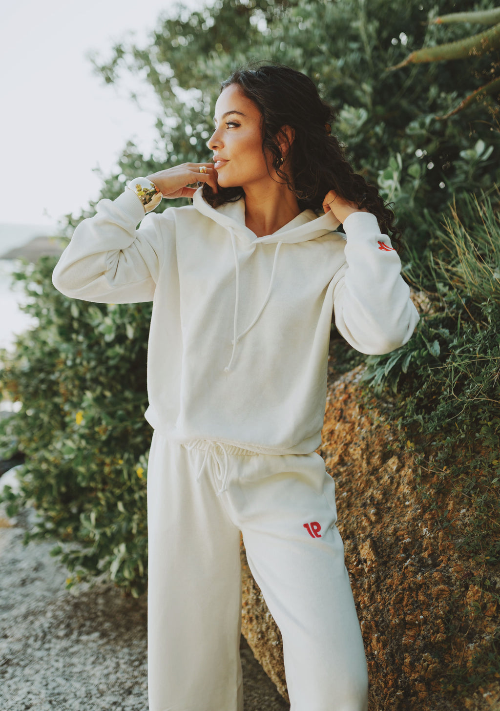 Sweatpants straight leg white melee