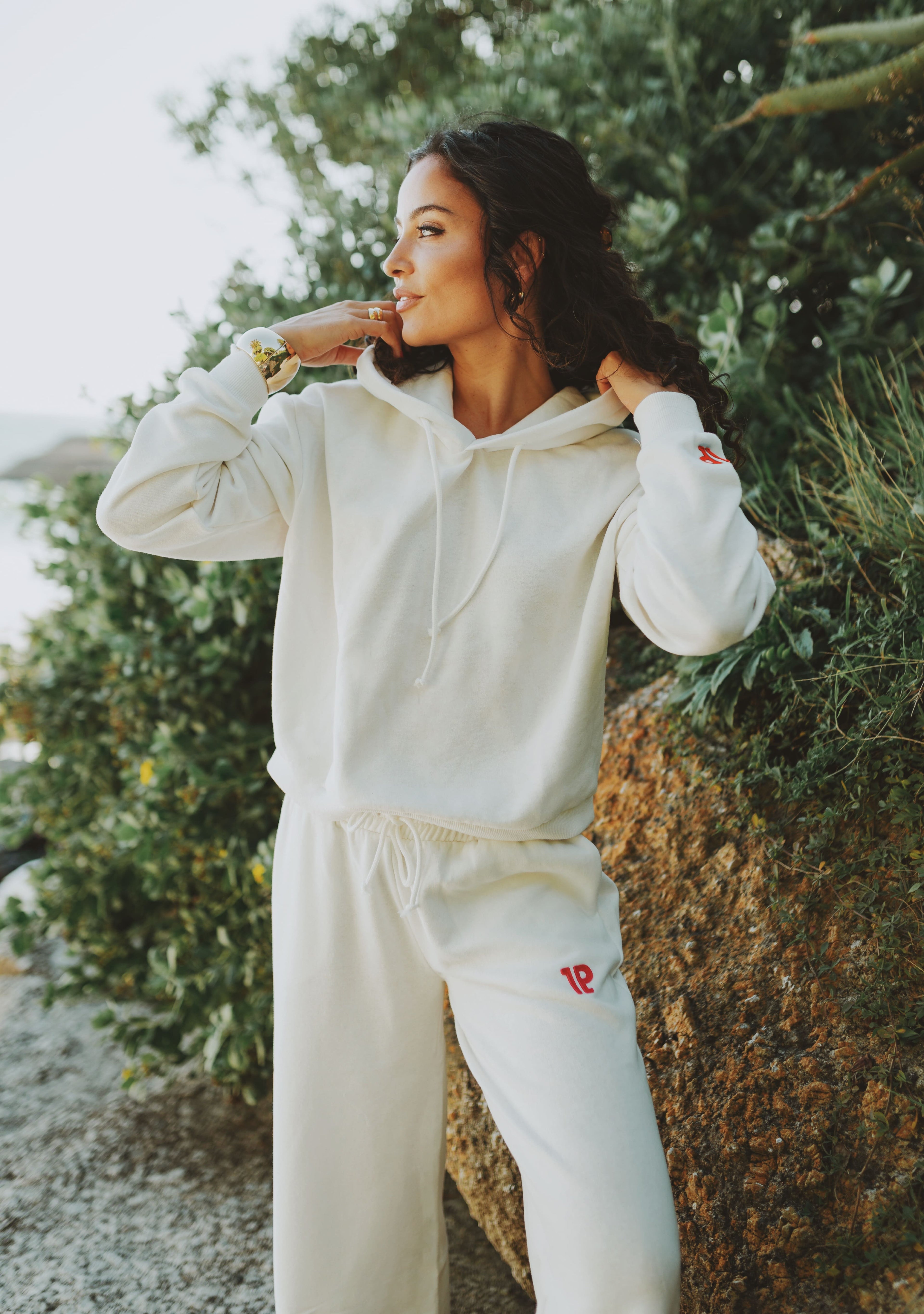 Sweatpants straight leg white melee