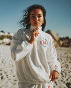Zipped Sweater white melee with print 84