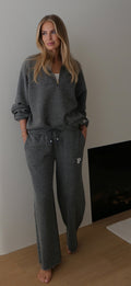 Zipped Sweater dark grey melee