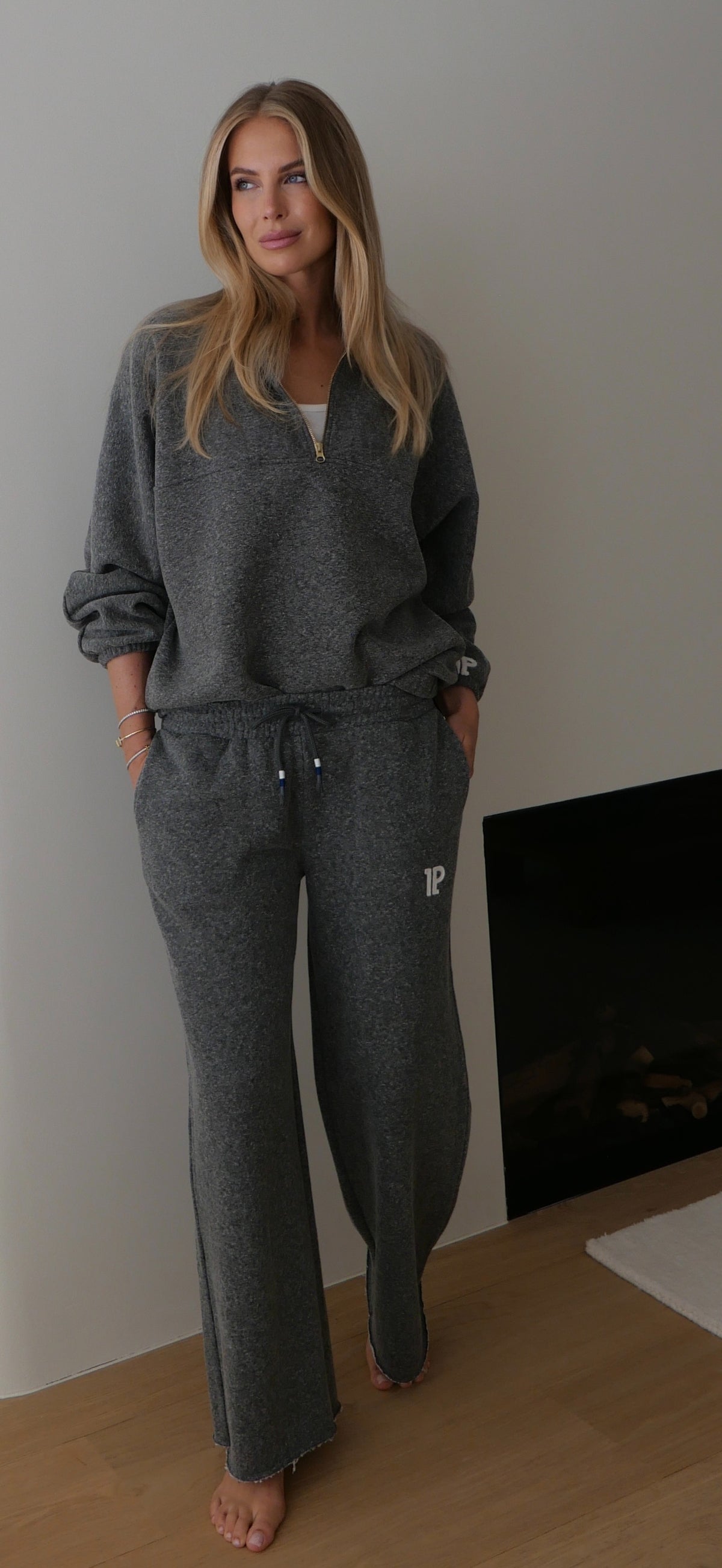 Sweatpants straight leg dark grey melee